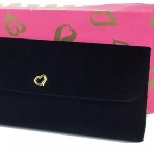Clutch Purse Black Velvet Gold Heart Victoria Secret Original Box Vintage